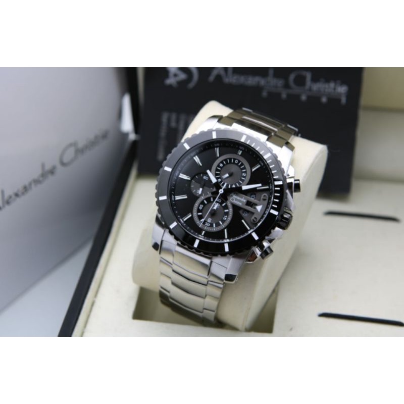 ALEXANDRE CHRISTIE AC 6455 SILVER BLACK GARANSI RESMI