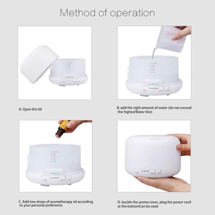 Essential Oil Aroma Diffuser Humidifier 7 LED Color With Remote-500ml