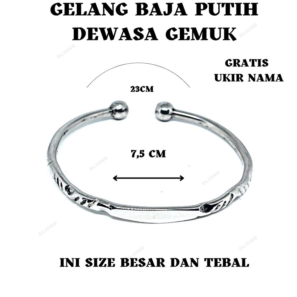 GELANG BAJA PUTIH UKURAN DEWASA TEBAL,GELANG UNTUK ORANG GEMUK,PRODUK TEBAL DAN KUAT