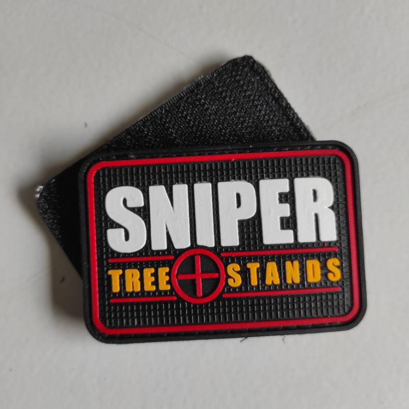 PATCH RUBBER SNIPER TULISAN PUTIH TREE STANDS/TEMPELAN EMBLEM KARET VELCRO TACTICAL