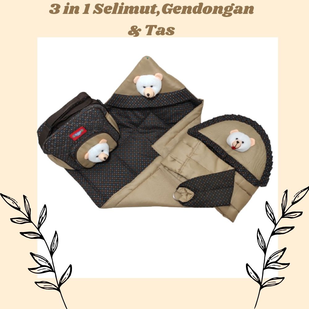set perlengkapan bayi 3 in 1 termurah dan terlaris-coklat