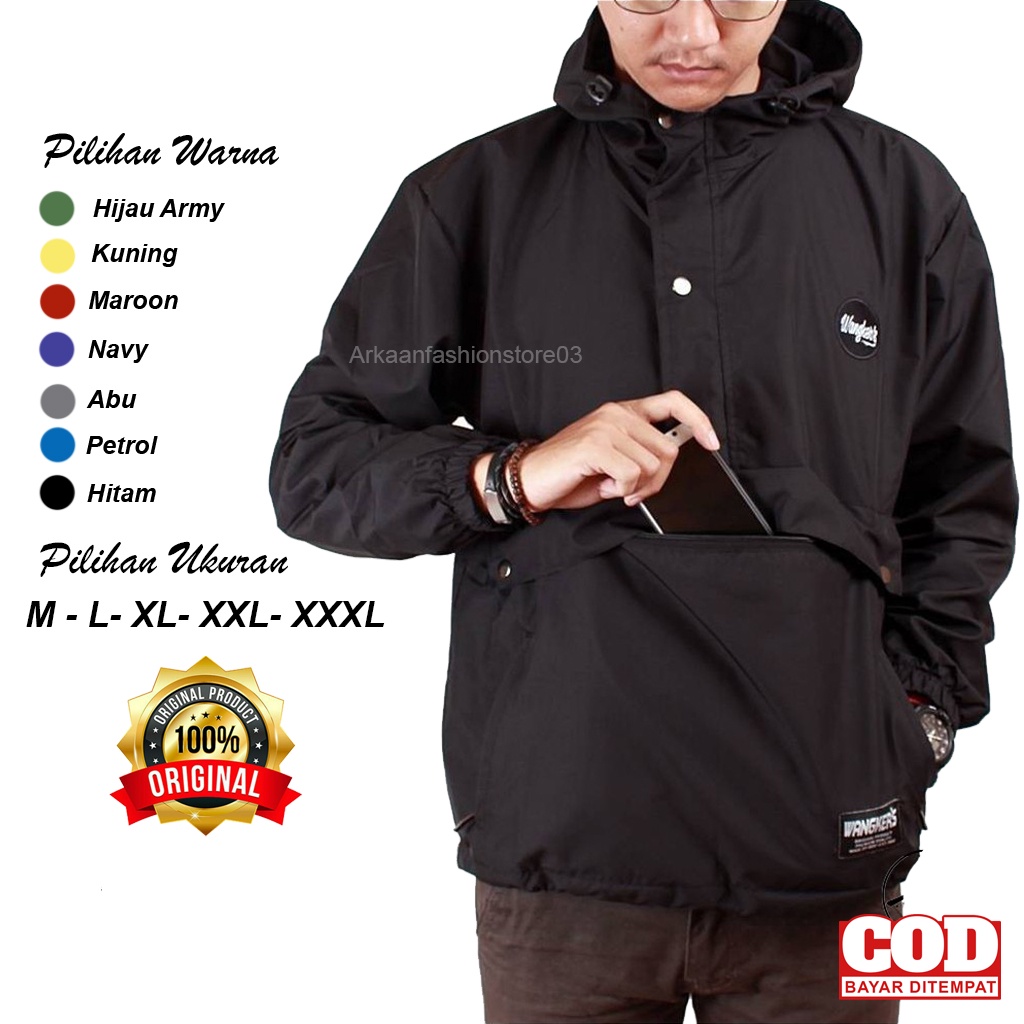 AKN - Jaket Cagoule Pria Kantong Doraemon Big Size Jumbo L-XXL Waterproof Anti Air Original Wangkers