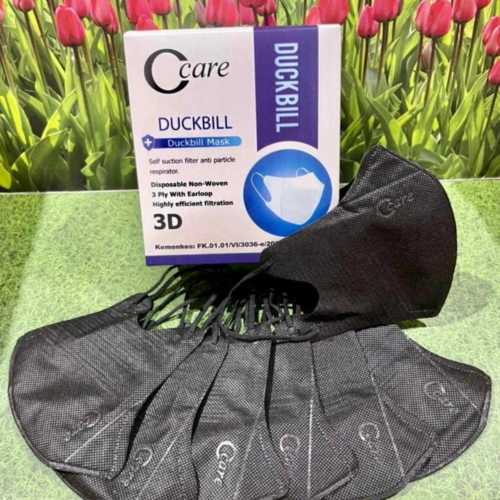Masker Duckbill C Care Hitam 50 Pcs