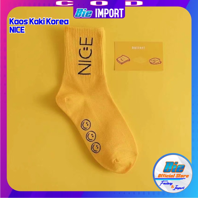 Kaos Kaki Korea Wanita Motif Nice Impor Best Seller