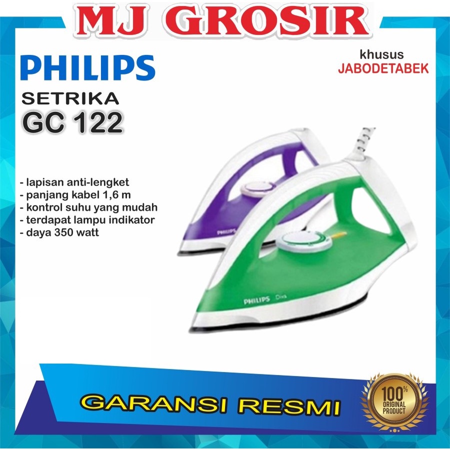 PROMO SETRIKA PHILIPS GC 122 GC122 TEFLON CLASSIC DRY IRON