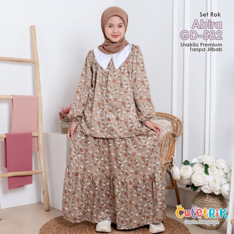 Setelan muslim anak / setelan rok muslim cutetrik / set rok abira cutetrik