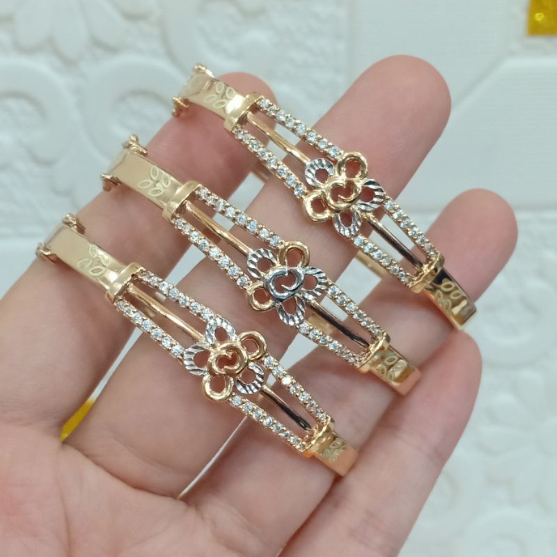 SinarBaru Gelang Silver925 bangkok bunga ukir gelang perak lapis emas
