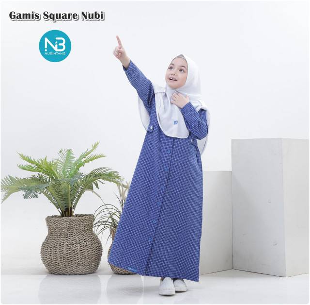 Gamis Square Nubi/setelan gamis motif kotak anak/remaja ori Nubintang