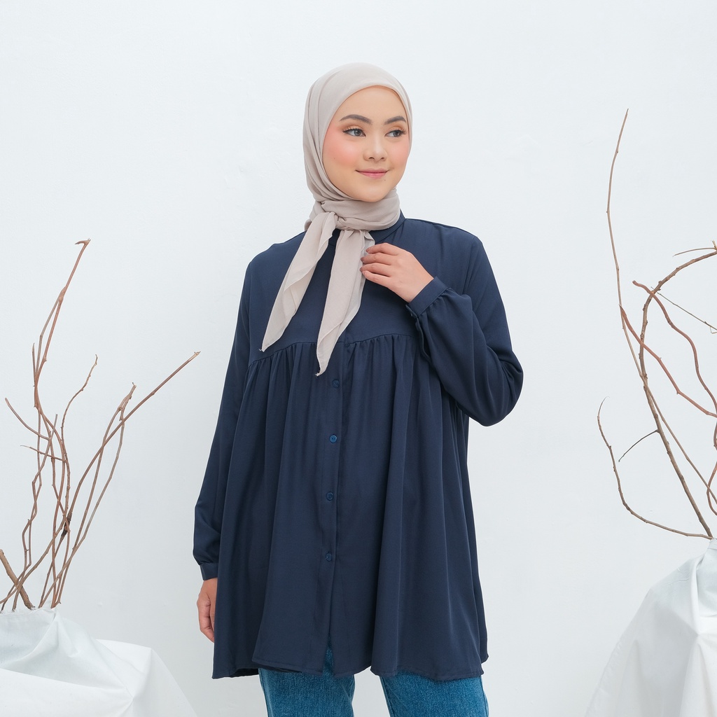 ZWEE BLOUSE - BAHAN SHAKILA IMPORT - BLOUSE POLOS - FULL KANCING