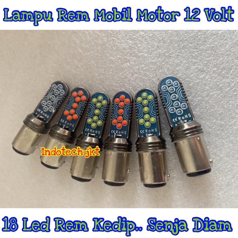 Lampu Rem Mobil Motor 12 Volt 18 Led nyala kedip MODEL COB