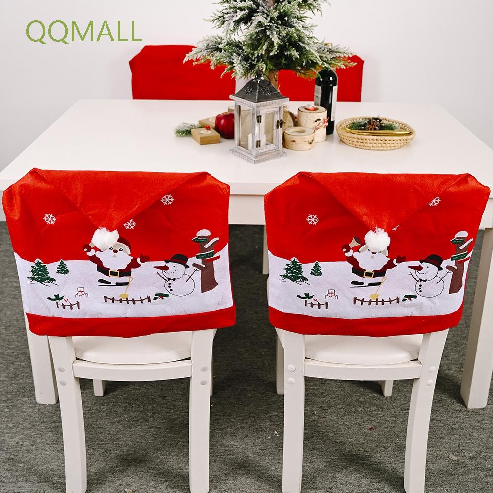 Qqmall Santa Claus Chair Back Cover Red Cap Table Ornaments Christmas Chair Covers Festival Party Home Decor Banquet Snowman 2pcs 4pcs New Year Supplies Shopee Indonesia