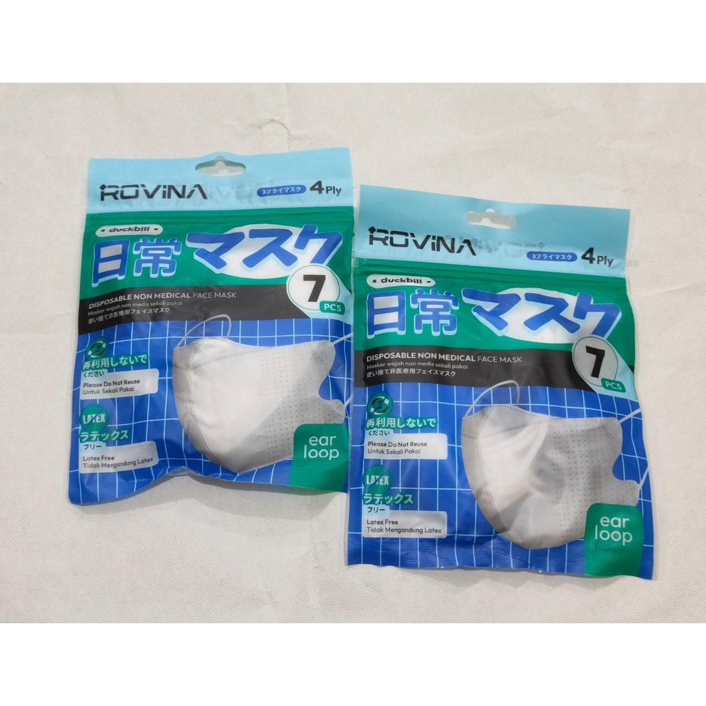 MASKER DUCKBIL ROVINA/ DUCKBILL MONOCHROME/ HITAM PUTIH/ DUCKBILL PREMIUM ISI 7PCS