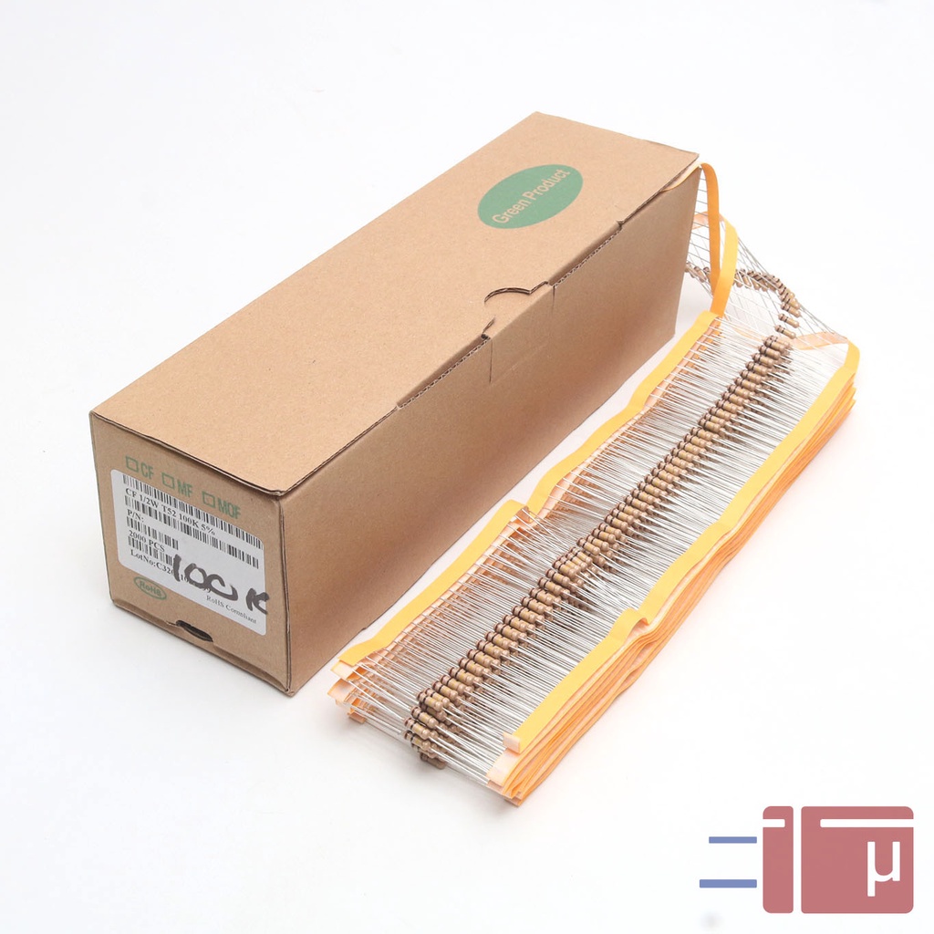 x10 Resistor 100K 1/2W Karbon 5% Taiwan Kaki Tembaga