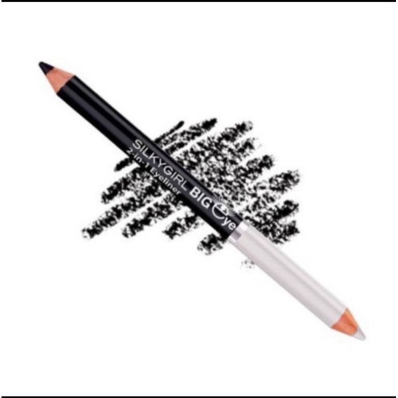 SILKY GIRL BIG EYE 2 IN 1 EYELINER PENCIL 01 BLACKEST SNOW