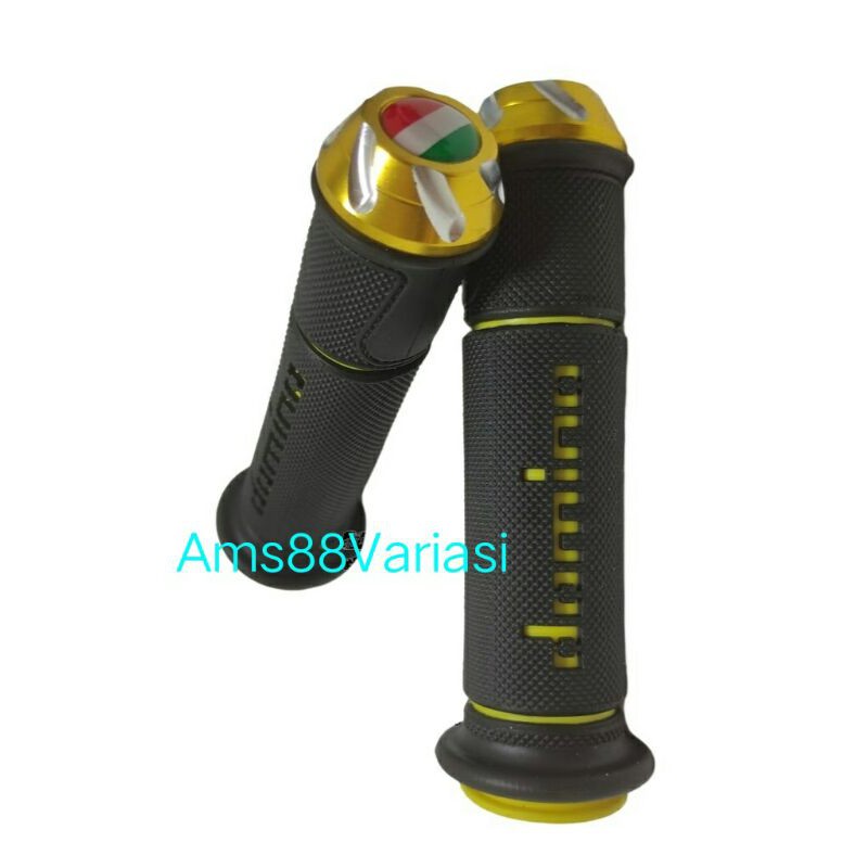 Handgrip Grip Domino Bintik Jalu CNC Stang /Hanfat motor Domino + plus Stang Full Cnc Motif Italy