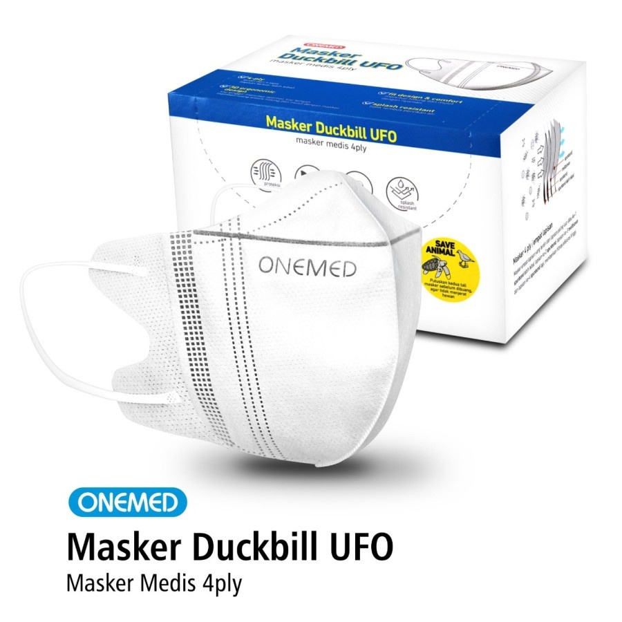 Onemed | Masker Karet Medis Duckbill UFO 4 Ply Onemed Box Isi 30