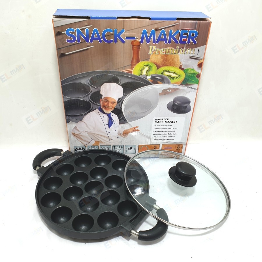 Snack Maker Premium Cetakan Takoyaki 19 Lubang Cekung Teflon Tebal ori bahan aluminium