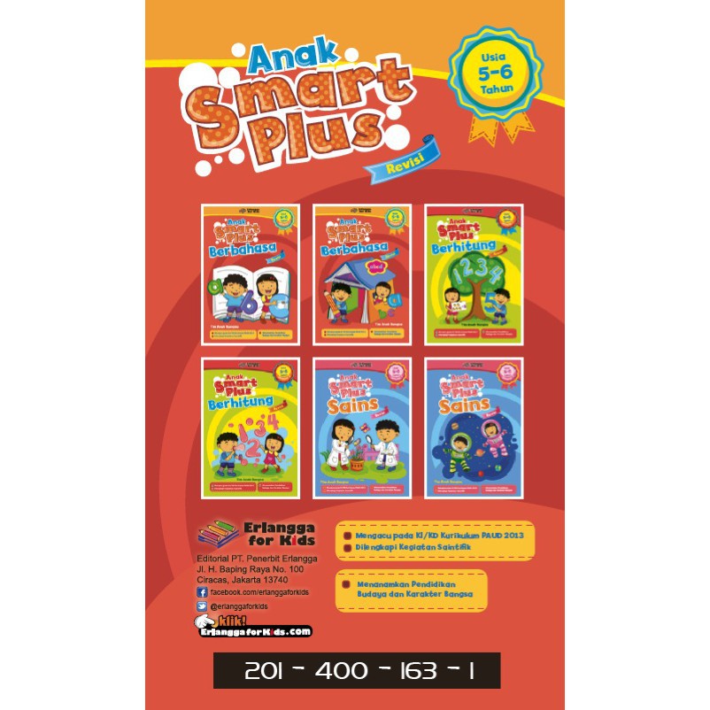 Buku Erlangga TK 2014001631 PAKET ANAK SMART PLUS USIA 5-6TH/REVISI/K2013