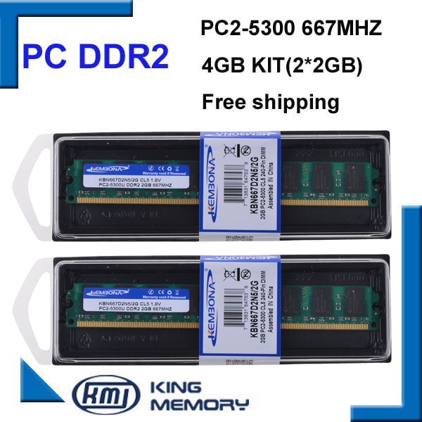 PREORDER KEMBONA PC2-5300 Brand New Computer Longdimm Ram Memory Desktop DDR2 4GB 667Mhz 4G (Kit