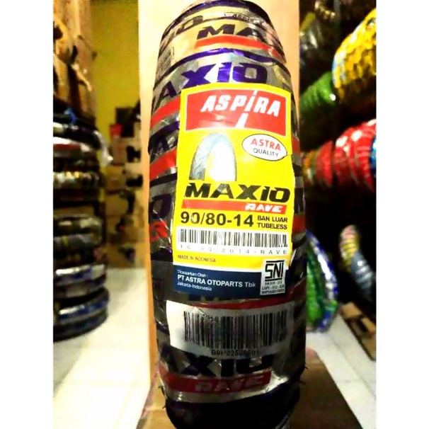 Ban tubeless matic ASPIRA maxio 90/80 Ring 14 gratis Pentil.