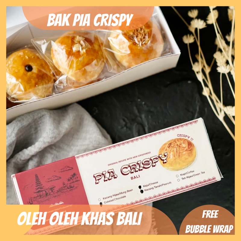 Bak Pia Crispy Ajik Deli Krisna Oleh Oleh Khas Bali best seller rasa kacang hijau coklat keju kacang