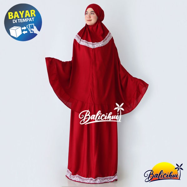 Balicihui Mukena Yasmina Maroon Polos Mukena Bali Dewasa Jumbo