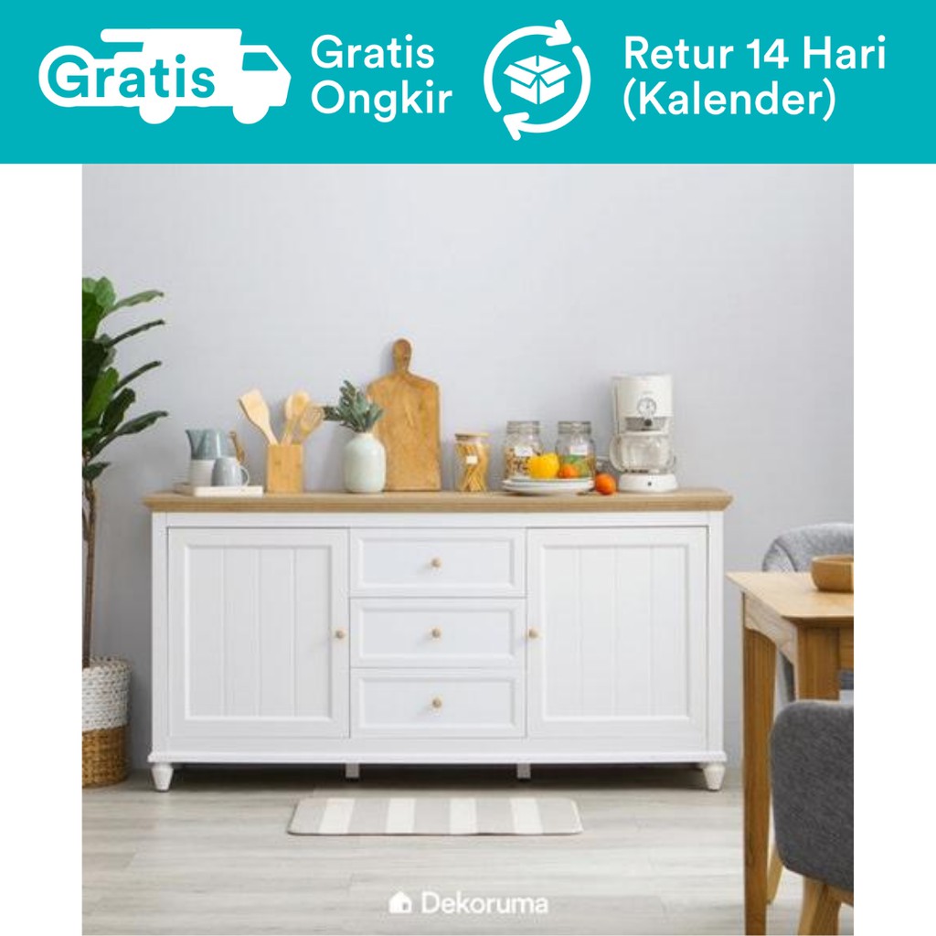 Dekoruma Kanou Lemari Kabinet Dapur Bawah Kitchen Buffet Cabinet 2 Pintu 3 Laci Susun Shopee Indonesia