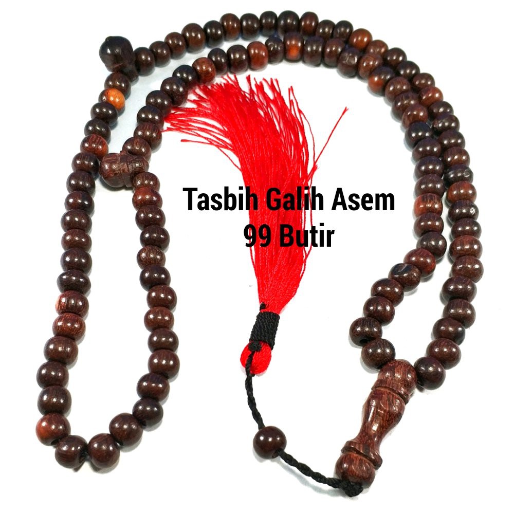 TASBIH KAYU ASLI GALIH ASEM SIZE BUTIR 8MM MODEL BULAT 99BUTIR DIJAMIN ASLI