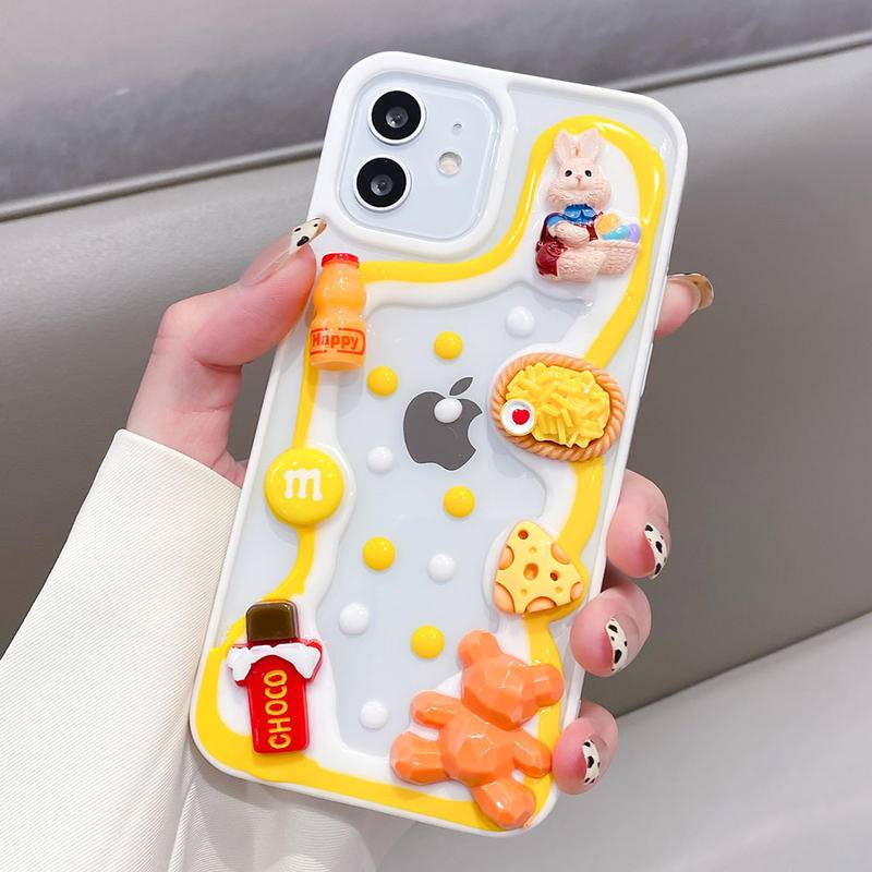 Soft Case Silikon Motif Makanan 3D Untuk iPhone 13 12 11 Pro MAX Mini X XS MAX XR SE 2022 2020 7 8 Plus