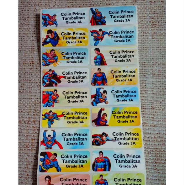 

Superman Label nama sticker label name waterproof