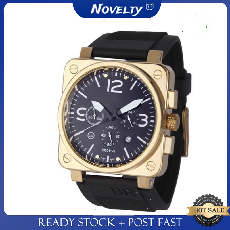 ✿Br Men Watch Calendar Gerakan Kuarsa Enam Detik