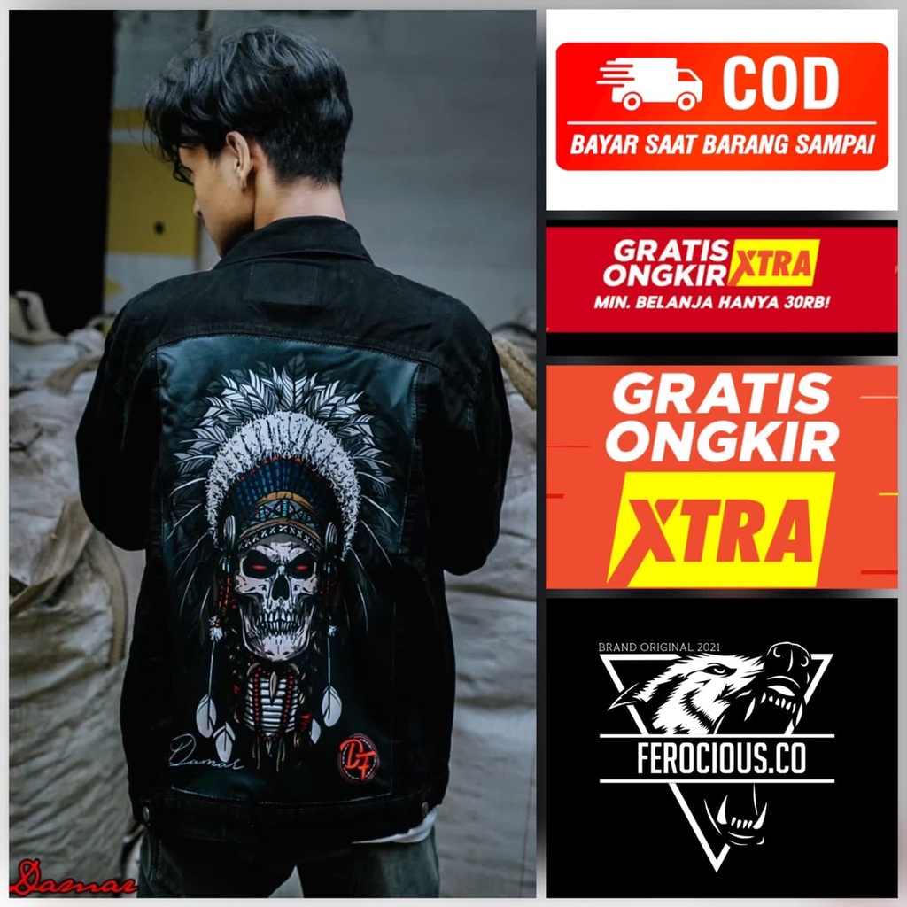 Jaket Jeans Distro Bandung Gambar Belakang Printing Pria Jacket Denim Jins Cowok Original