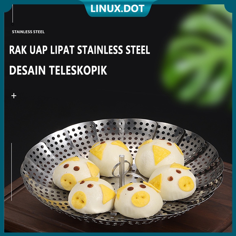 (12 to 24cm)Kukusan Stainless Flexible Steamer Fleksibel Stainless Steel Steamer Lipat Multifungsi Menguras Sayuran Dan Buah Steamer