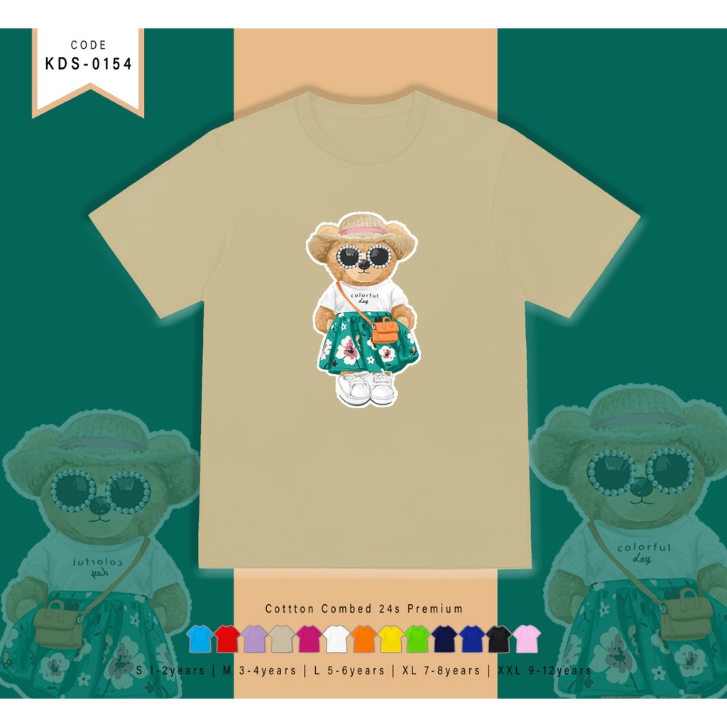 T-SHIRT / KAOS ANAK-ANAK TERMURAH BERGAMBAR BEAR GIRL - TERIMA CUSTOM KAOS KELUARGA