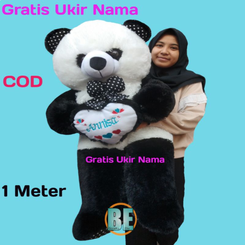 Boneka Panda Hitam Putih Jumbo Beruang Teddy Bear Murah Gratis Ukir Nama 1 Meter