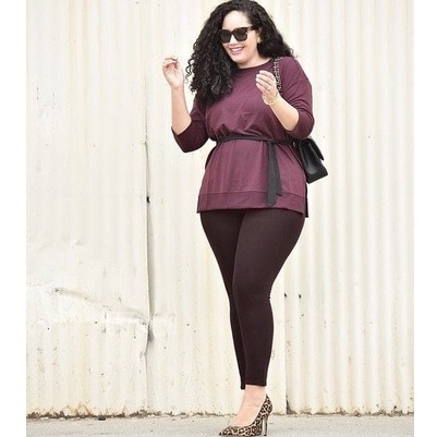 HOPYLOVY - Legging Jumbo Wanita Khusus Hitam Ukuran Besar Spandek Premium Novela