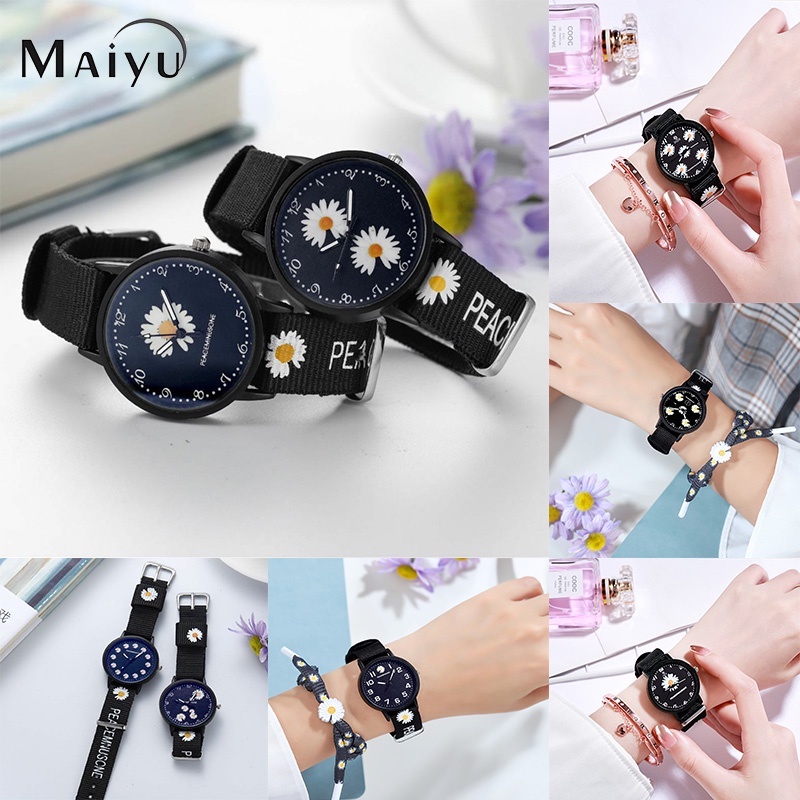 Jam Tangan Wanita A0056 Korean Floral Print Daisy Watches