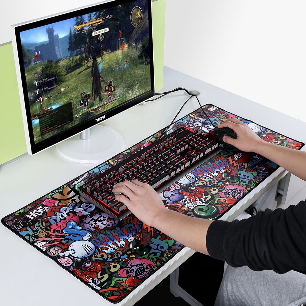 Mouse Pad Gaming Rubber Lebar Motif Alas Keyboard Mousepad Gaming XL - XXL Desk Mat Anti Slip
