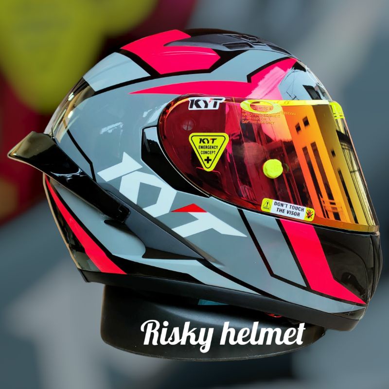 KYT Falcon FR Raid Black Fuxia paket ganteng