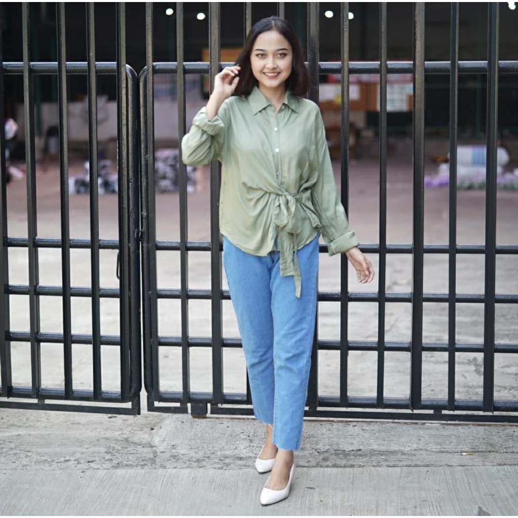 BEFAST - ZFS OOTD Blouse SIRIYA / AYRA RAYON DIAMOND BOW SHIRT / Blouse Keluaran Terbaru 2022 / Atasan Lengan Panjang / Fashion Wanita Kerja / Blouse Polos Formal / OOTD Remaja Wanita Casual / Blouse Banyak Warna / Blouse Serut Pita Trendy