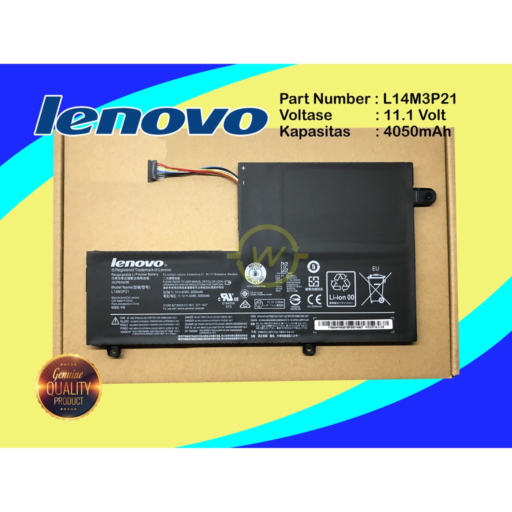 Baterai Lenovo Yoga 500-14 500-14ISK 500-14IBD 500-15IBD 500-15ISIK Series L14M3P21 ORIGINAL
