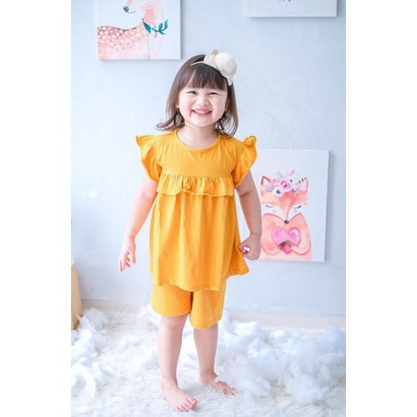 Setelan Anak Kaos Smilee Pompom Size 1-5Tahun / Setelan anak perempuan lucu CBKS S23