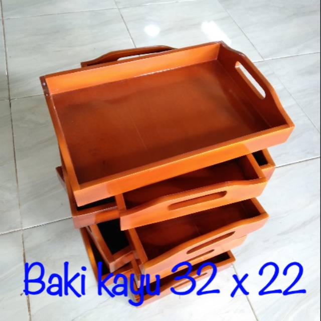 Baki Kayu / Nampan Kayu / Tray Kayu warna gelap 32 x 22