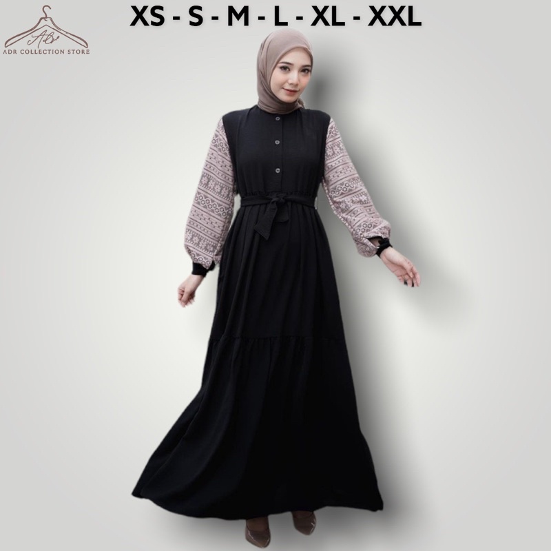 AZMA Dress Premium Terbaru Kekinian 2022 - Gamis Muslim Airflow Crinkle Premium - Pakaian Muslim Wanita Terbaru - Dress Muslim Wanita - Gamis Muslim Jumbo