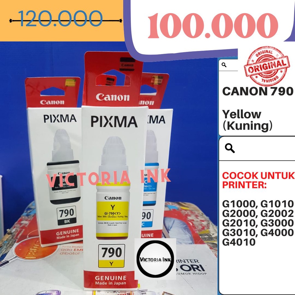 Tinta Canon 790 Canon Pixma 790 Tinta untuk G1000 G1010 G2000 G2002 G2010 G3000 G3010 G4000 G4010 790 Original