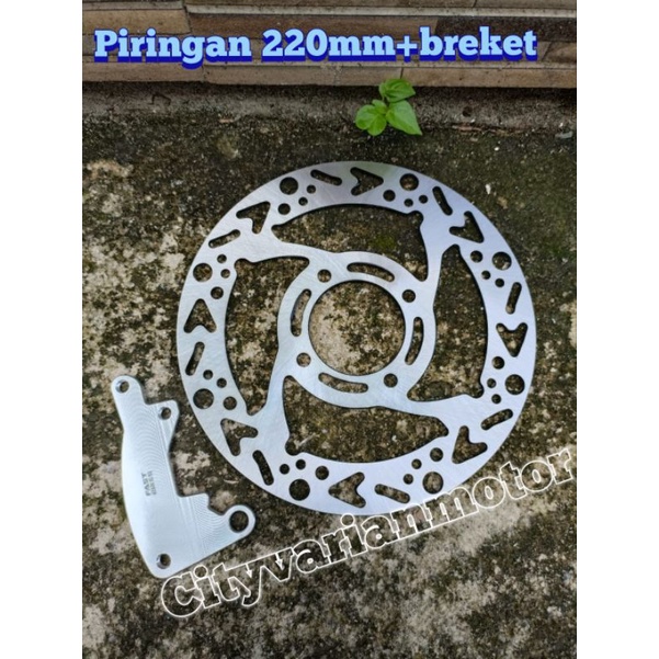 Disc Piringan Cakram Datar Lubang 4 Coak Sunstar 220MM plus Breket Kaliper Standar Disc 220MM Honda Yamaha Matic Honda Yamaha Nouvo Mio Fino Sporty Beat Scoopy New Beat New Vario 125 150 old MX Jupiter Z Vario click