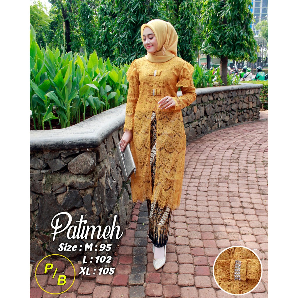 KEBAYA FATIMEH BAHAN BURKAT MODEL TUNIK MIX ROK PRISKET