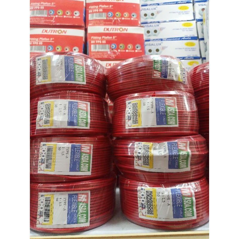 kabel listrik Masda 1 × 1.5 mm ( 50 Yard ) kabel listrik kawat engkel tunggal alumunium