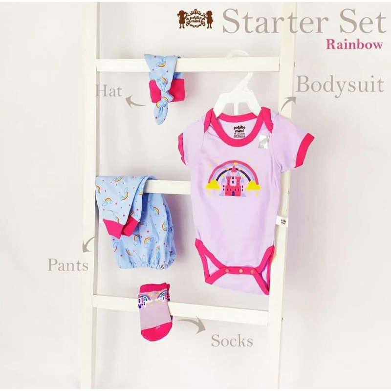 PETITE MIMI 4in1 Newborn Starter Set Baby Gift Set Jumper Bayi 0-6bln Boy