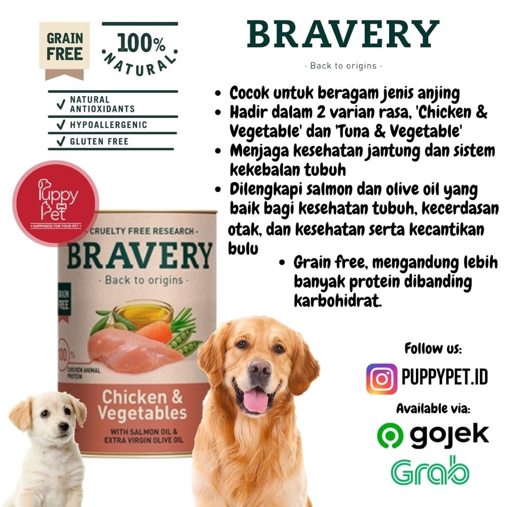 Bravery Dog Wet Food Chicken & Vegetables 290 gr / Makanan Anjing / Wet Food Anjing (BWT01)